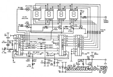 Схема автомобильных часов на светодиодах