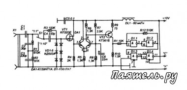Схема частотомера на микросхемах К561 и К176