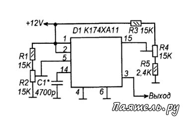 Схема генератора управляющим напряжением К174ХА11