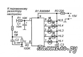 Схема светодиодных индикаторов на микросхеме AN6884