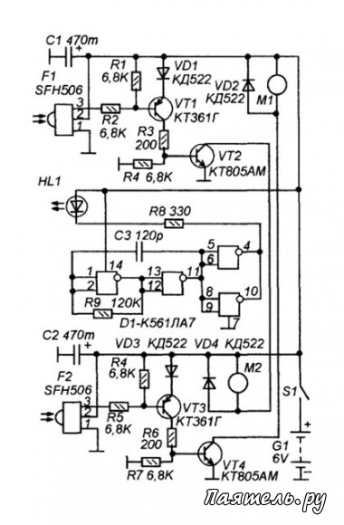 Схема электронной игрушки на ИК