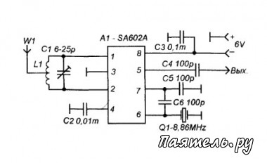 Схема КВ-конвертера на микросхеме SA602