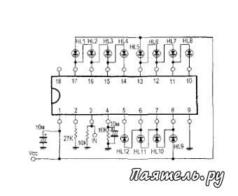 Схема индикаторных микросхем ВА681, ВА682, ВА683