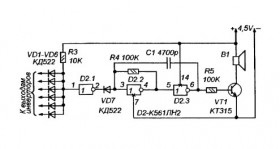 Микросхема К561ЛН2 сигнализатор