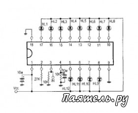 Схема индикаторных микросхем ВА681, ВА682, ВА683