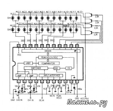 Схема индикаторных микросхем BA6822S и BA6822F