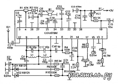 Схема УКВ-ЧМ приемника на микросхеме К174ХА34