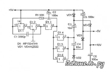 Схема преобразователя напряжения 5-10V