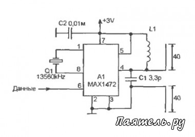 Схема радиопередатчика на микросхеме MAX1472