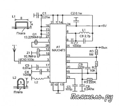 Схема радиоприемника данных на микросхеме MAX1473