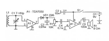 Схема приемника прямого усиления TDA7050