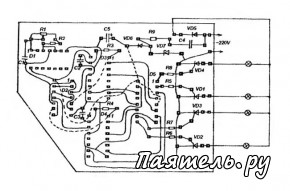 Схема гирлянд на пяти микросхемах