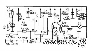 Схема выключателя освещения с таймером